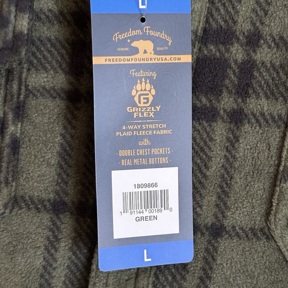 Freedom Foundry Men's Flannel Shirt Plaid Lightweight Green Size L Workwear NWT - Picture 4 of 14